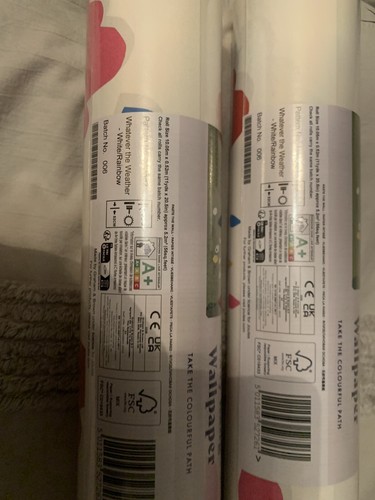 Joules 2 x Whatever The Weather White/rainbow Wallpaper Rrp £44. 2 Full Rolls - Picture 3 of 3
