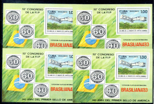 1983 4 Sheets "EXPO BRASILIANA´83, AVION, SANTOS DUMONT, 1er SELLO DE AMÉRICA "