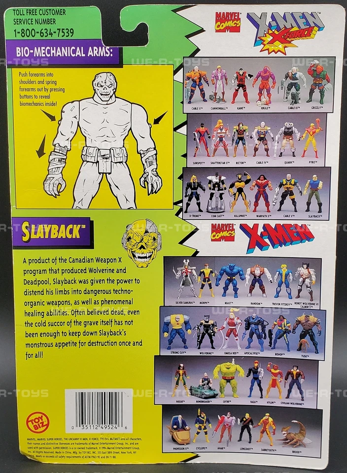 Figura Marvel X-Men X-Force Slayback con brazos biomecánicos 1994 Toy Biz NRFP Foto 4 de 4