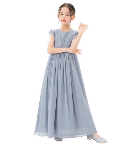 A-Line Scoop Neck Girls Dresses Chiffon Pleated Dress A-Line Flower Girl Dresses - Picture 20 of 43