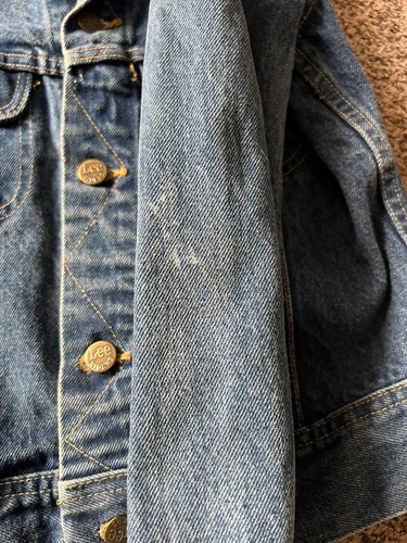 VTG Lee Riders Denim Trucker Jacket Kids 14 Dark Wash Denim USA Made - Picture 7 of 12