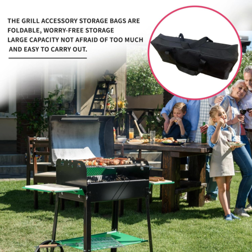 Grill Tool Storage Bag, 24" Oxford Cloth BBQ Tool Storage Bag, Double Zipper Gri - Picture 4 of 12