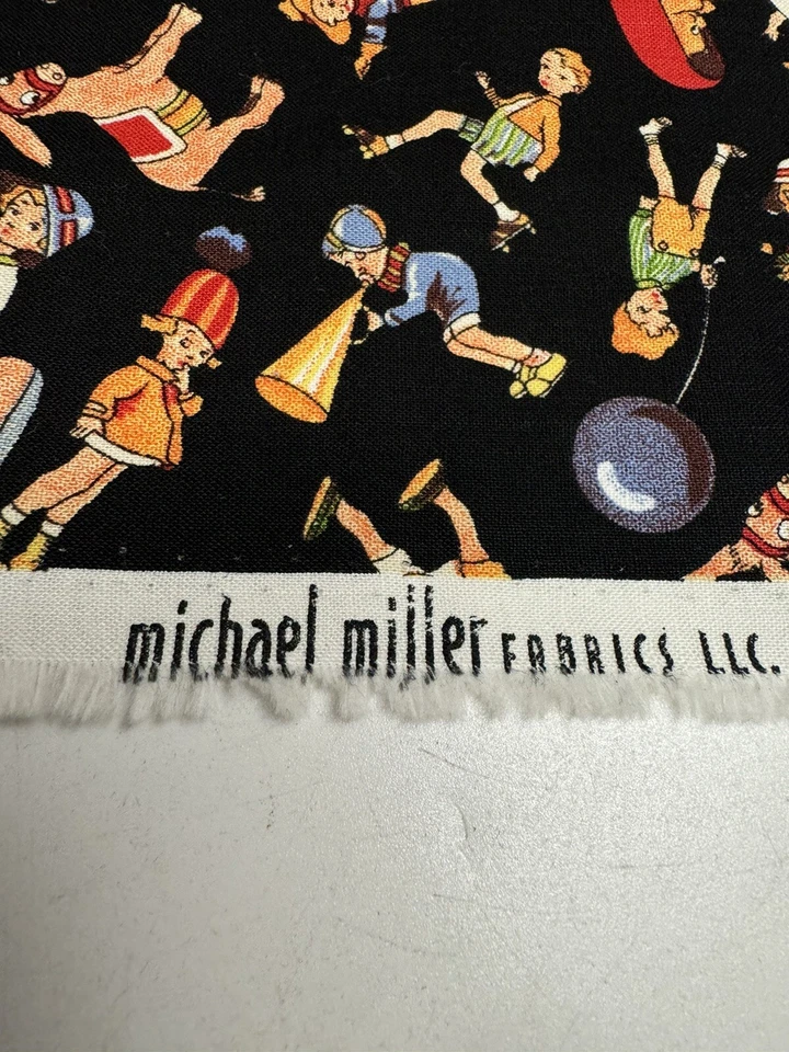 VINTAGE NEW Michael Miller C-221 Quilting Fabric 45"X18" Kids Donkies Baloons - Image 3 of 4