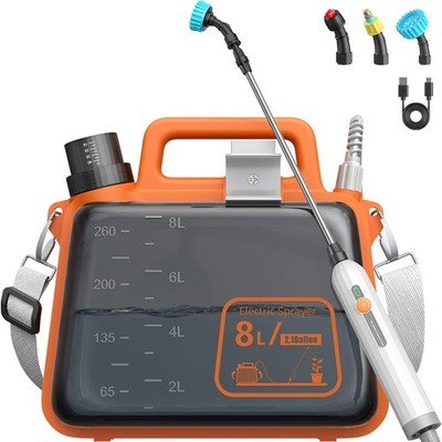 2 Gallon Electric Garden Sprayer, Battery Powered Weed Sprayer with Telescopi...