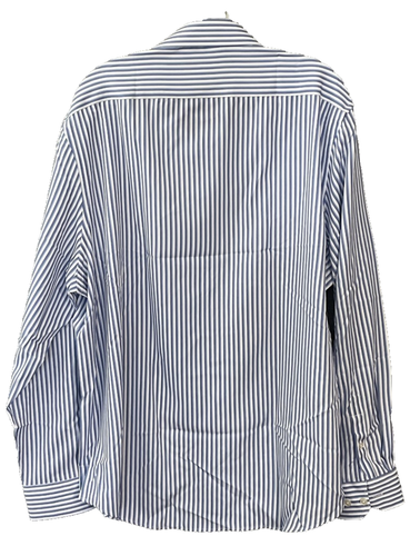 Perry Ellis Shirt Mens XL Blue White Striped Button Down Slim Fit Total Stretch - Picture 2 of 9