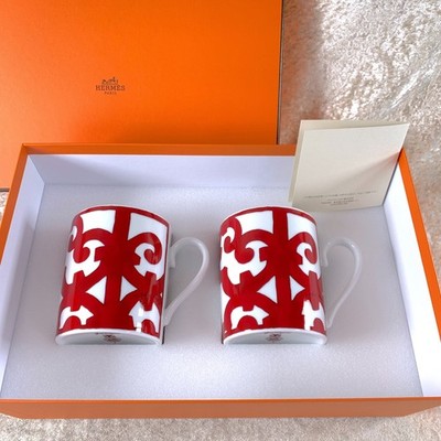 Hermes Paris Balcon du Guadalquivir No. 1 Mug Cup Porcelain Tableware Set of 2