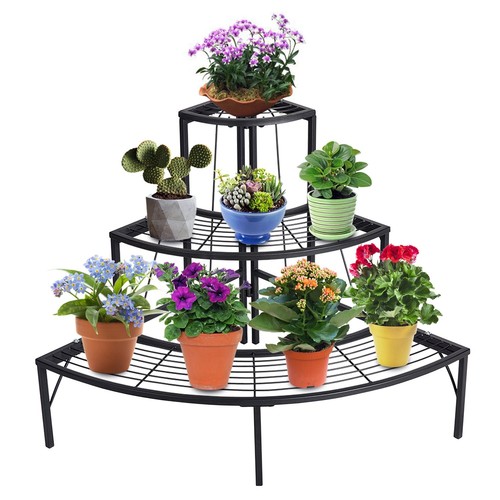 3 Tier Plant Stand Flower Pot Rack, Quarter Round Plant Corner Shelf Planters...
