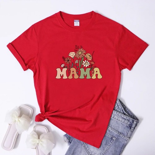 Retro Floral Mama T-Shirt Cute Mother's Day Gift, Color Options - 第 65/122 張圖片