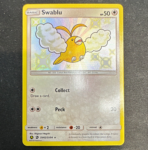 Pokemon TCG Swablu SV42/SV94 Hidden Fates Shiny Vault Holo Rare EN 2019 50 HP