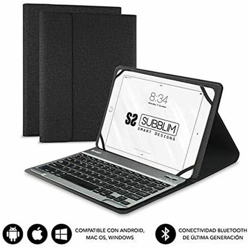 Hülle für Tablet und Tastatur Subblim SUB-KT2-BT0001 10.1" Schwarz Qwerty Spa