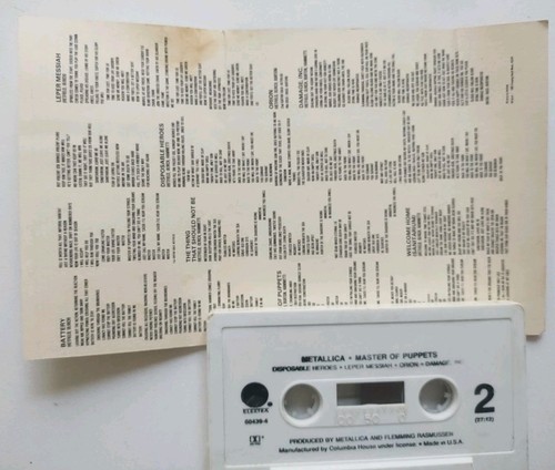 Metallica Master Of Puppets Cassette Tape 1986 METAL CLASSIC RARE OOP VERY GOOD - Picture 4 of 4