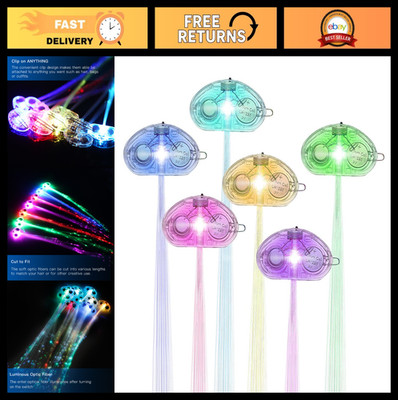 24Pcs LED Hair Extensions, Light Up Fiber Optic Clips, Glow in the Dark Party Ac