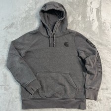 Carhartt Youth Small 4-6 Gray Relaxed Fit Hoodie Logo Sleeve Sweatshirt