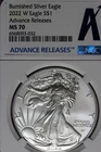 2022 W NGC MS70 BURNISHED AMERICAN SILVER EAGLE #B52692