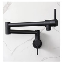 Black Pot Filler Wall Mounted Kitchen Stove Faucet with Double Joint Swing Arms