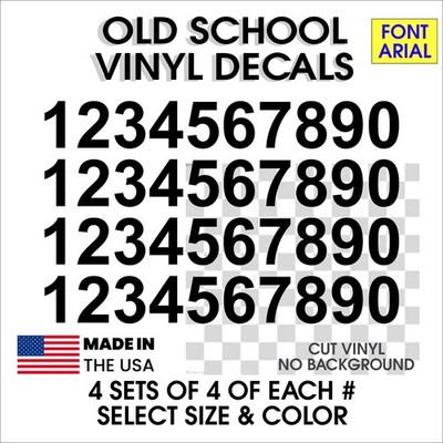 0-9 Numbers Vinyl Sticker Decals Set of 40 - Select Color & Size 1'' to 4''