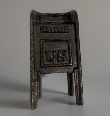 VTG USPS Cast Iron Mailbox Piggy Bank Post Office Union Metal Coin Money Box