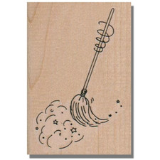 NEW Rubber Stamp, Witches Magic Broom, Halloween Spooky Witch Ride Star Clean,lg