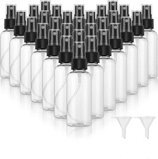 30 Pack 2 oz Fine Mist Mini Clear Spray Bottles with Pump Spray Cap - for Ess...