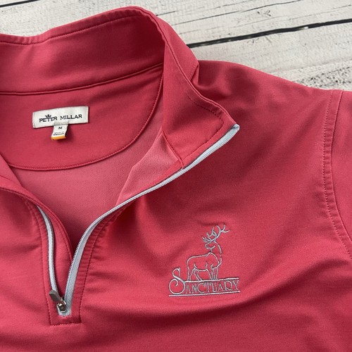 Peter Millar Sanctuary Pullover 1/4 Zip Golf Jacket Men's Medium Pink - Picture 2 of 5