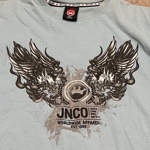 Vintage 90’s Y2K JNCO XXL Eagle Blue Long Sleeve Blue Shirt USA Made 2XL Rave - Picture 2 of 11