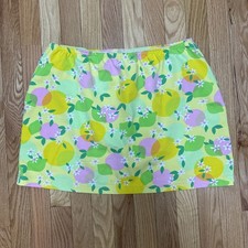 Vintage Lilly Pulitzer Yellow Pink Floral Short Skirt Easy Pull On Jersey