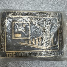 Vtg Intel TDC Contractor Belt Buckle Safe Hours Award Ro Rancho NM Metal
