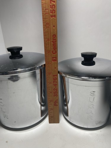 Eveready 1960 Classic Canister Set 3 Chrome Kitchen Storage Flour Sugar Coffee - Picture 7 of 8