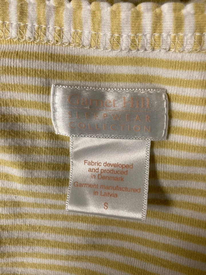 Bata tejida de algodón con corbata frontal a rayas amarillas colección ropa de dormir Garnet Hill talla S Foto 4 de 4