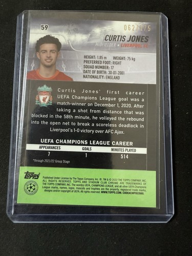 Curtis Jones (15 fast komplett Rainbow) 2021-22 Topps Stadium Club Chrome UEFA - Bild 17 von 20
