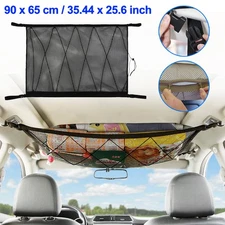 For GMC Accessory Double Layer Ceiling Roof Cargo Net Mesh Storage Bag Pocket