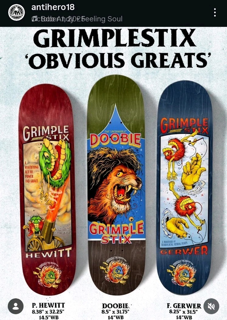 2025 Anti Hero Grimple Stix Frank Gerwer Obvious Greats 8.25