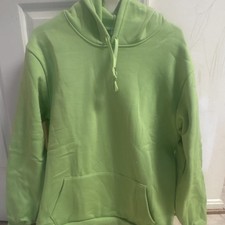 Green Fleece Pullover Hoodie unisex Long Sleeve with Drawstring Hood and Pocket