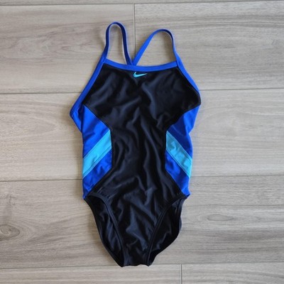 Nike Women's Swimsuit 32 WMS Black Blue One Piece Racing Swim