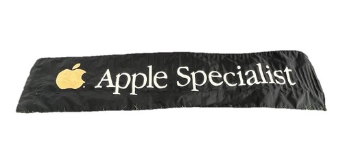 Apple Computer Banner Sign Logo 8’ X 25.5” ‘Apple Specialist’ Black & Gold - VTG