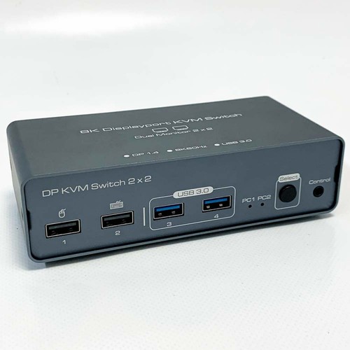 VEDINDUST DisplayPort KVM Switch Dual Monitor 8K60HZ 4K120HZ Aluminium DP 1.4 - Afbeelding 2 van 7