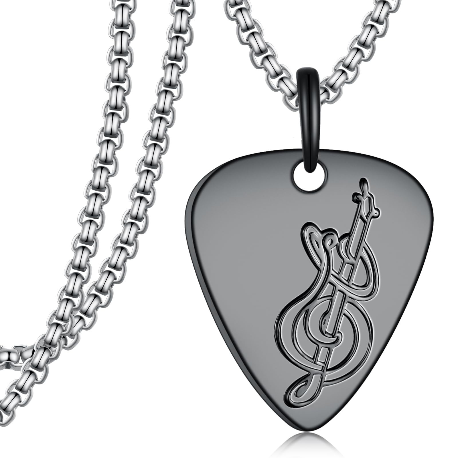 Guitar Pick Necklace Men Women 925 Sterling Silver Music Pendant Jewelry Gift