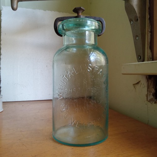 QUART MILLVILLE ATMOSPHERIC FRUIT JAR WITH ORIGINAL CLAMP & 1861 GLASS LID - Picture 13 of 16