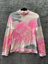 Leonard Paris Italian Floral Angora Wool Knit Sweater Multicolor Womens Size 40