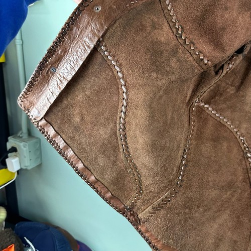 Geronimo feines Leder Gr. 44 Made in Mexico Peitschenstich braun Unikat Patch genäht - Bild 13 von 17