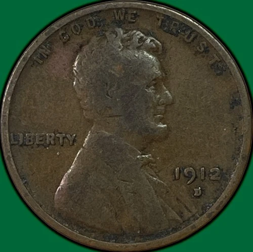 1912-D Lincoln Wheat Cent Very Good VG Coin #37479