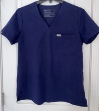 FIGS Scrubs Catarina One Pocket Scrub Top Small Navy Blue