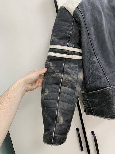 Vintage Distressed Motorrad Moto Lederjacke Größe 48 - Bild 16 von 24