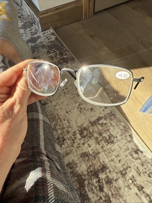 EYEGUARD High Magnification Power Metal Reading Glasses Spectacles Unisex +6.00
