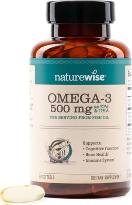 Omega 3 Fish Oil - 500 mg per Pill - EPA & DHA  60 Softgels 2-Month Supply