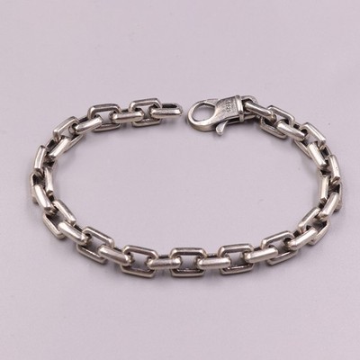 Real S925 Sterling Silver Men's Bracelet 7mm Cable Link Chain 7.87inch 24-26g