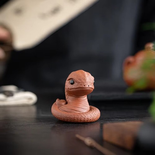 Handmade Zodiac Snake Statue Mini Tea Figurine Zodiac Snake Tea Pet Tea Room - Picture 5 of 11