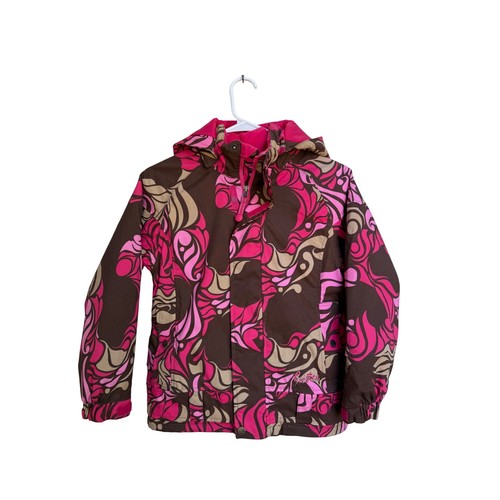 Burton Girls' Snowboard Jacket Pink Brown Floral Winter Coat Size Medium (7/8)