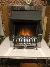 Electric Fire Flame Stove Fuel Coal Burning Chrome Effect Fireplace Fan Heater