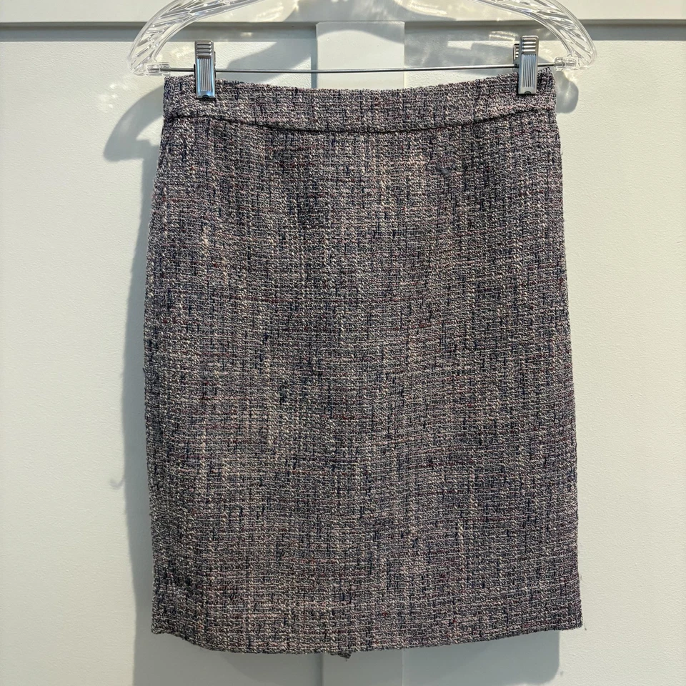 Falda lápiz J Crew para mujer 0 tweed mezcla de lana forrada clásica carrera trabajo oficina Foto 3 de 4